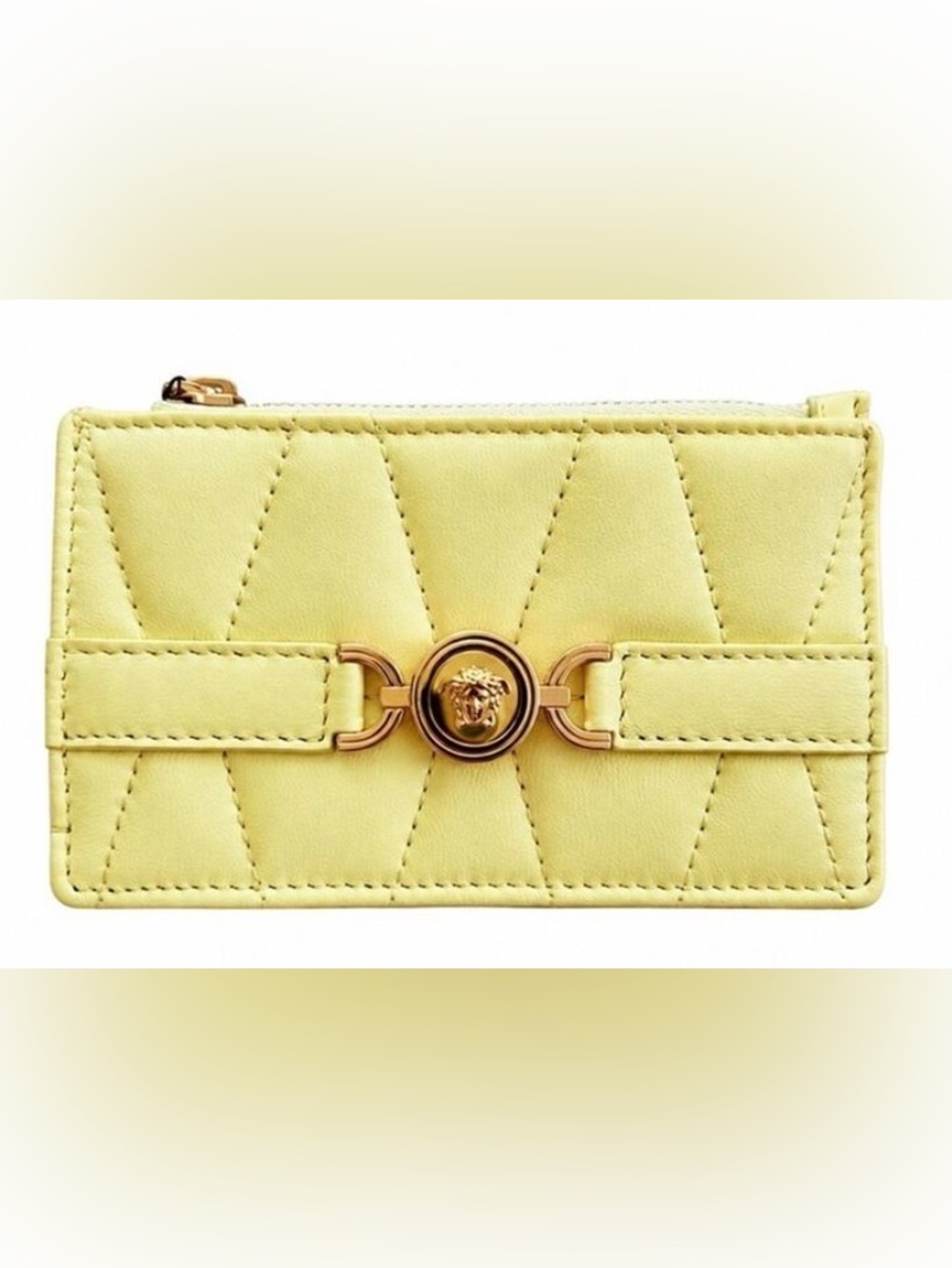 VERSACE Limited Edition Pale Yellow Medusa '95 Quilted Nappa Card Holder